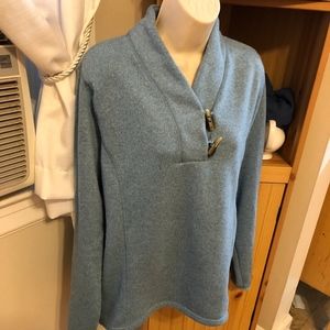 Eddie Bauer Heathered Blue Fleece-Lined Sweater
